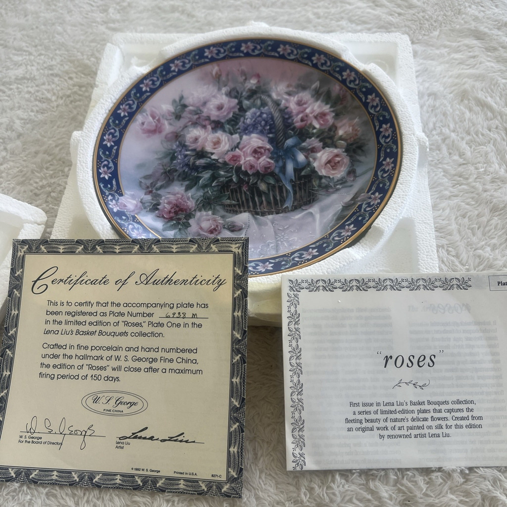 Roses First Edition Lena Lui’s Baskets Bouquet Plate Collectibles W S George
